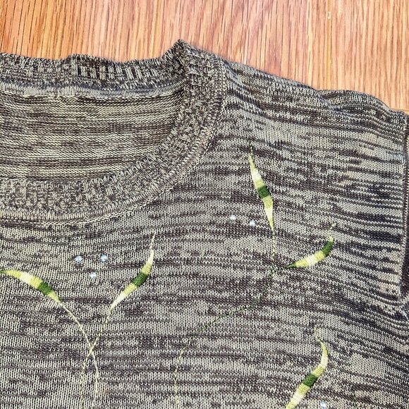 Vintage Embrodered Knit Sweater Green – S - Picture 11 of 14